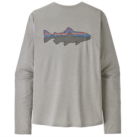 Patagonia Mens L/S Cap Cool Sun Shirt - Fitz Roy Trout, Crisp Grey Patagonia Mens L/S Cap Cool Sun Shirt - Fitz Roy Trout, Crisp Grey