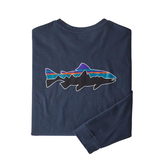 Patagonia Mens L/S Fitz Roy Trout Responsibili-Tee, New Navy Patagonia Mens L/S Fitz Roy Trout Responsibili-Tee, New Navy