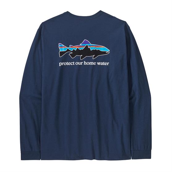 Patagonia Mens L/S Home Water Trout Responsibili-Tee, Lagom Blue Patagonia Mens L/S Home Water Trout Responsibili-Tee, Lagom Blue