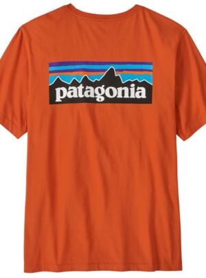 Patagonia Mens P-6 Logo T-Shirt, Coal Orange