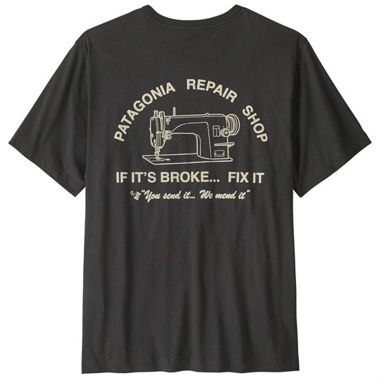 Patagonia Mens Repair Shop T-Shirt, Ink Black Patagonia Mens Repair Shop T-Shirt, Ink Black