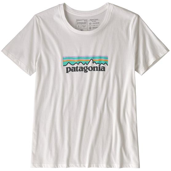 Patagonia Womens P-6 Logo Organic Crew T-Shirt, White Patagonia Womens P-6 Logo Organic Crew T-Shirt, White