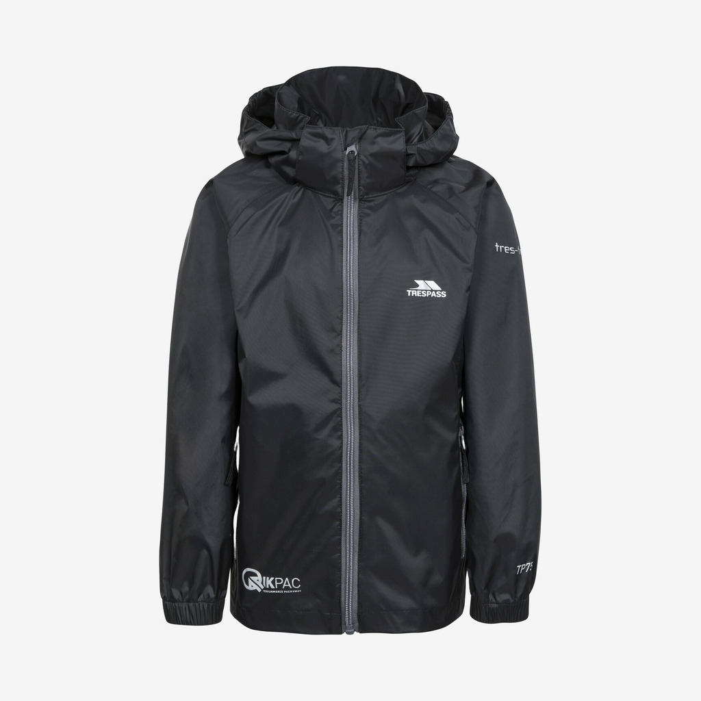 Trespass - Qikpac X Kids regnjakke (Sort) - 2-3 år Trespass - Qikpac X Kids regnjakke (Sort) - 2-3 år