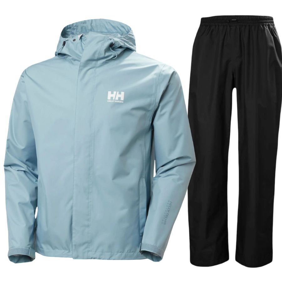 Helly Hansen HH Rain/Seven J regnsæt, herre, sort/blå Helly Hansen HH Rain/Seven J regnsæt, herre, sort/blå