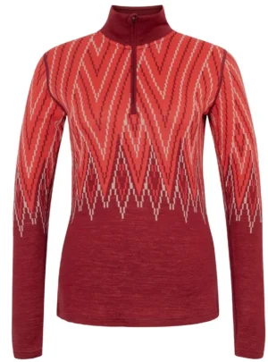 Kari Traa Juliane Merinould Halfzip Skiundertrøje Dame, rouge