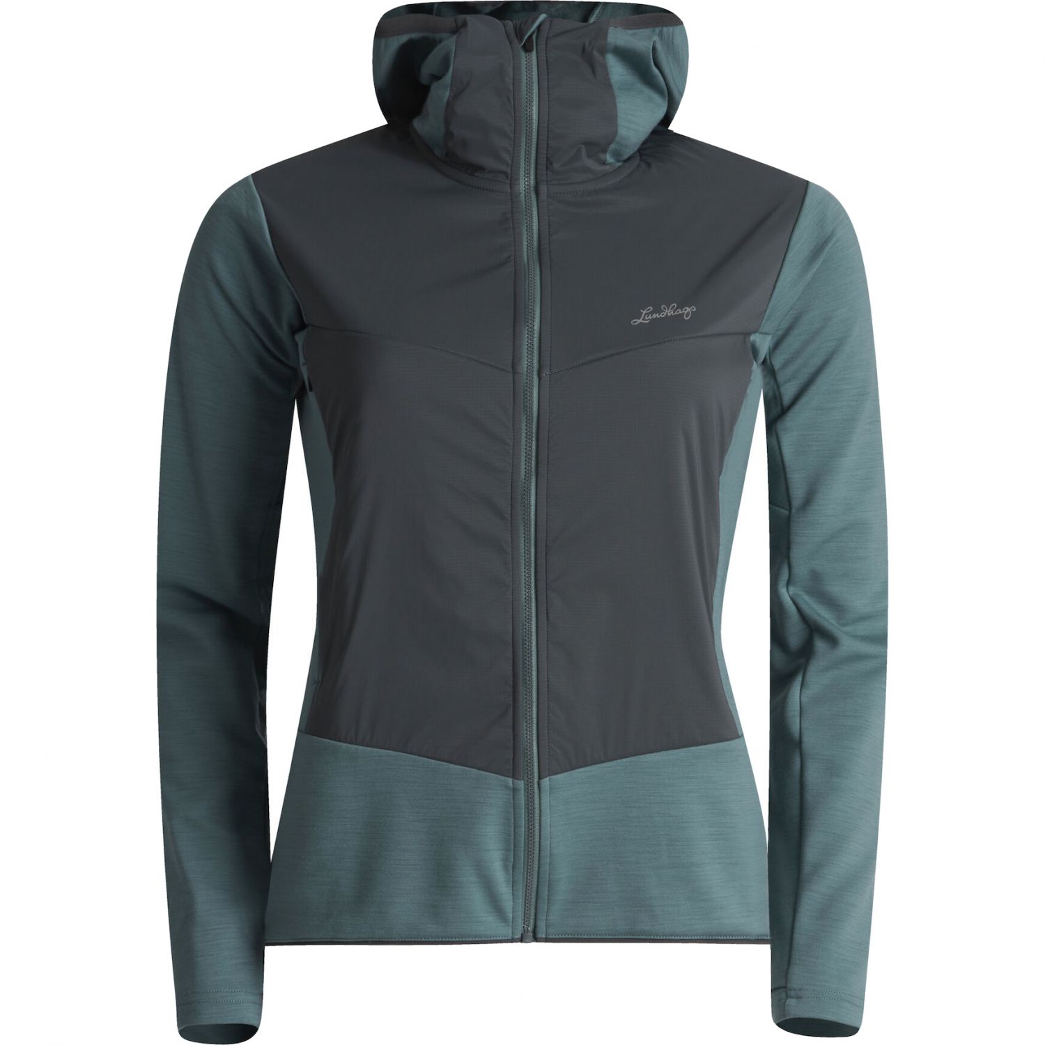 Lundhags Padje Merino Block Hoodie W, mellemlag, dame, blå/grå Lundhags Padje Merino Block Hoodie W, mellemlag, dame, blå/grå