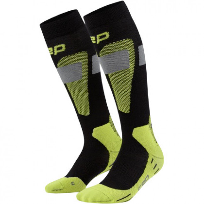 CEP Ski Merino Socks Tall 3.0, skistrømper, herre, sort/gul CEP Ski Merino Socks Tall 3.0, skistrømper, herre, sort/gul