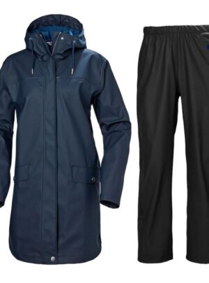 Helly Hansen Moss, regnsæt, dame, mørkeblå/sort