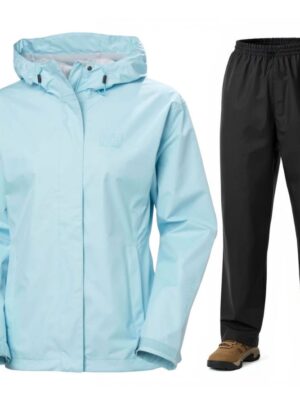 Helly Hansen Seven J/HH Rain, regnsæt, dame, lyseblå/sort