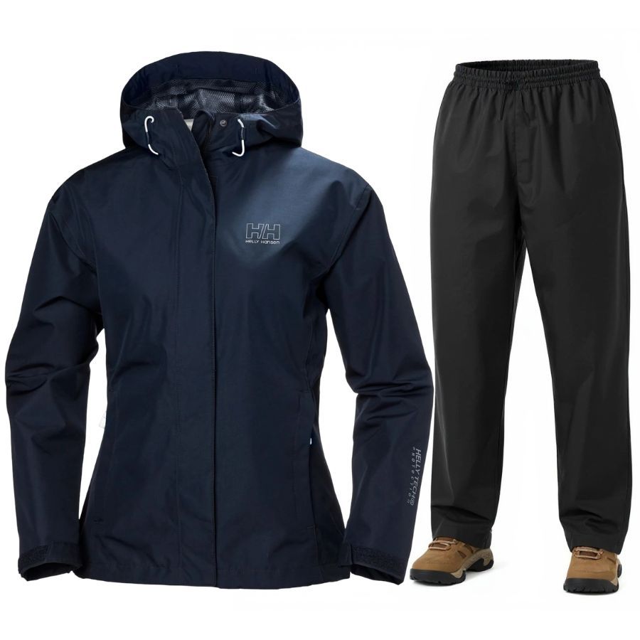 Helly Hansen Seven J/HH Rain regnsæt, dame, mørkeblå/sort Helly Hansen Seven J/HH Rain regnsæt, dame, mørkeblå/sort