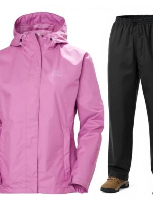 Helly Hansen Seven J/HH Rain, regnsæt, dame, pink/sort
