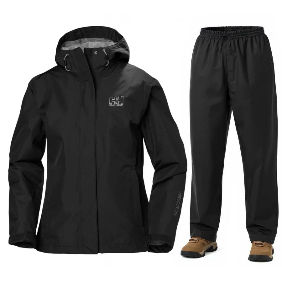 Helly Hansen Seven J/HH Rain regnsæt, dame, sort Helly Hansen Seven J/HH Rain regnsæt, dame, sort