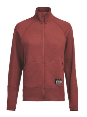 Lundhags Tived Merino Full Zip W, mellemlag, sort, rød