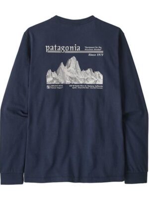 Patagonia Mens L/S MW Hut Tripper Skyline T-Shirt, New Navy
