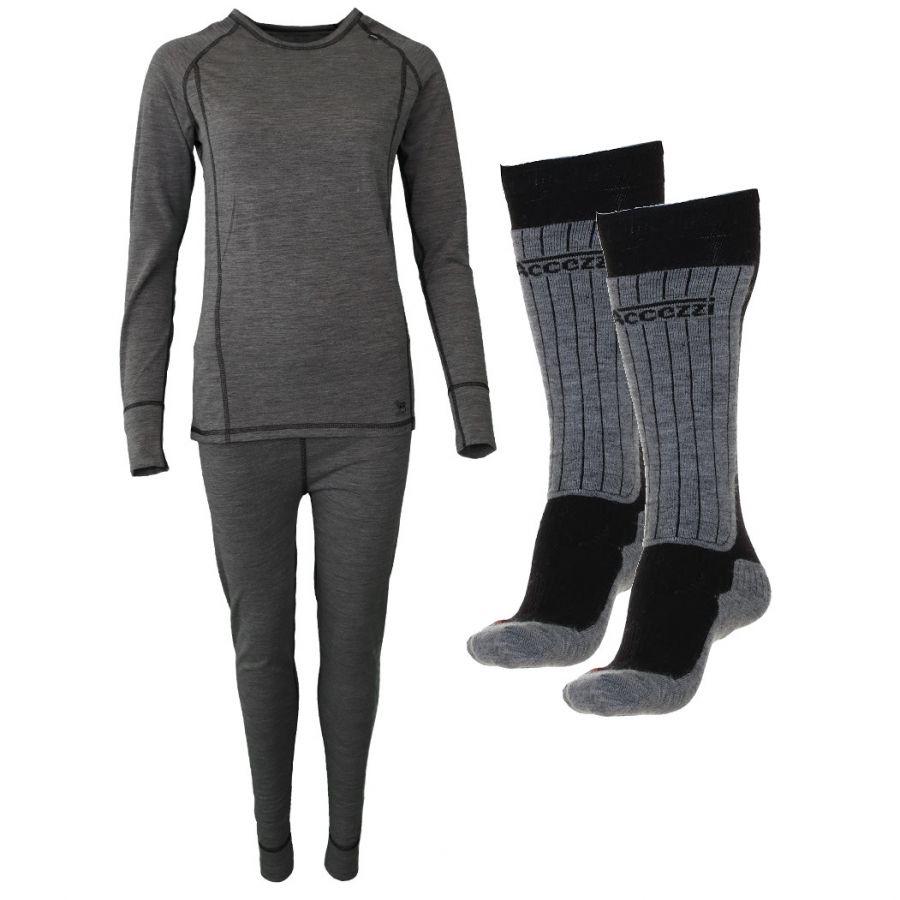 Accezzi merino skiundertøj + 2 par merino skistrømper, dame Accezzi merino skiundertøj + 2 par merino skistrømper, dame