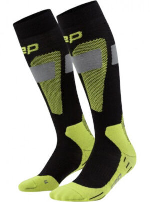 CEP Ski Merino Socks Tall 3.0, skistrømper, dame, sort/gul