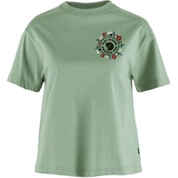 Fjällräven Fjällblomster Logo T-shirt Dame M Grøn Korte ærmer