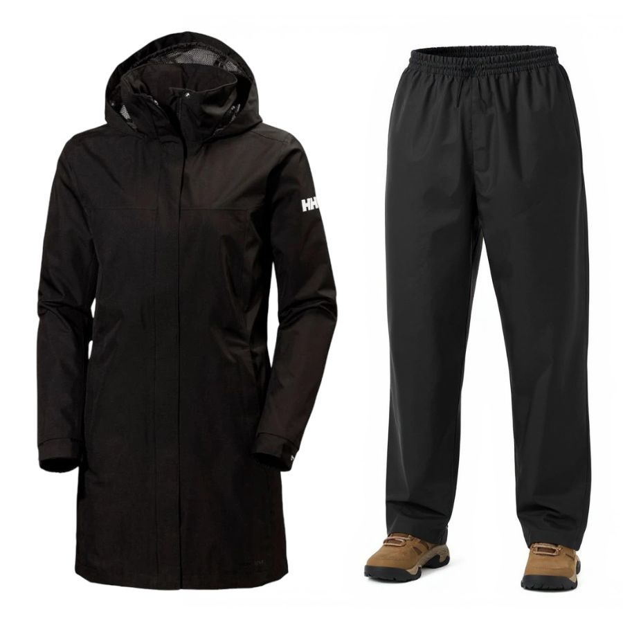 Helly Hansen Aden Long/HH Rain, regnsæt, dame, sort Helly Hansen Aden Long/HH Rain, regnsæt, dame, sort