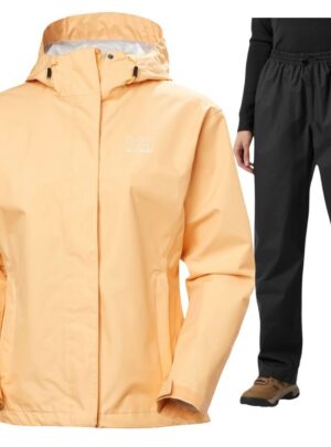 Helly Hansen HH Seven J/Rain regnsæt, dame, miami peach/sort