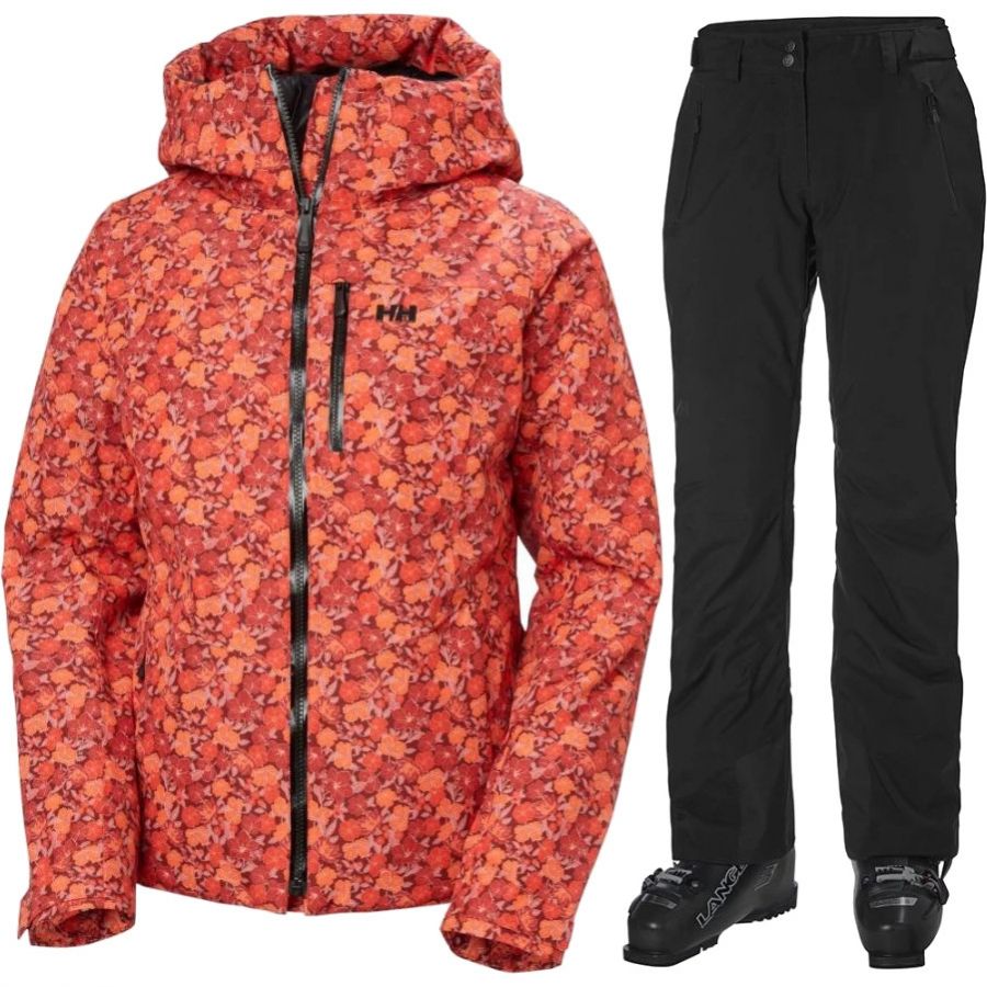 Helly Hansen Legendary/Valdisere 3.0 skisæt, dame, sort/rød Helly Hansen Legendary/Valdisere 3.0 skisæt, dame, sort/rød