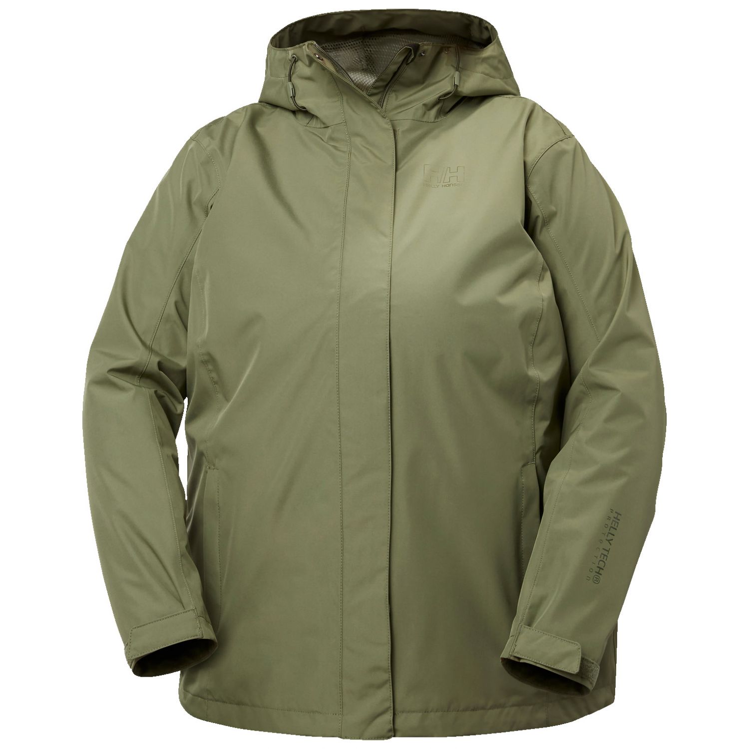 Helly Hansen Seven J Plus, regnjakke, dame, plus size, grøn Helly Hansen Seven J Plus, regnjakke, dame, plus size, grøn