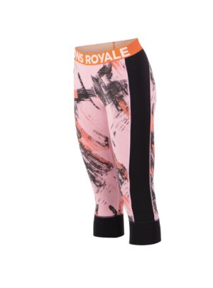 Mons Royale Cascade Merino Base Layer 3/4 Legging, skiundertøj, dame, lyserød/sort