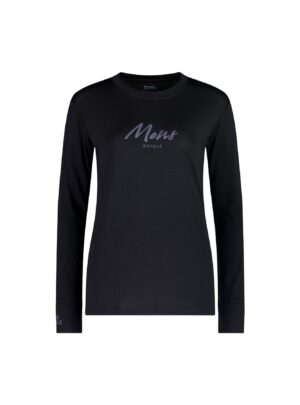 Mons Royale Yotei Merino Classic Long Sleeve, skiundertrøje, dame, sort