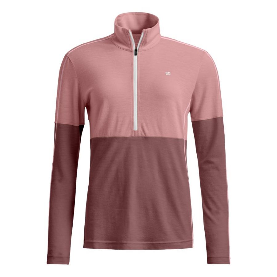 Ortovox 185 Rock'n'Wool Zip Neck, dame, lyserød Ortovox 185 Rock'n'Wool Zip Neck, dame, lyserød