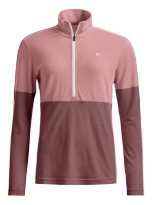 Ortovox 185 Rock'n'Wool Zip Neck, dame, lyserød