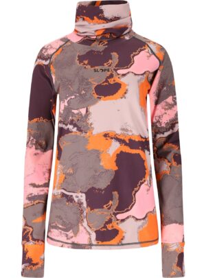 SLOPE Nyland AOP high neck midlayer, dame, sweet grape