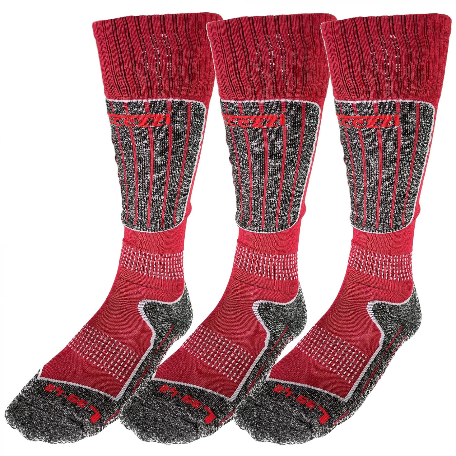 Accezzi Merino 20, skistrømper, 3 par, rød Accezzi Merino 20, skistrømper, 3 par, rød