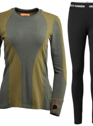 Aeonian/Helly Hansen skiundertøj, sæt, dame, grøn/sort