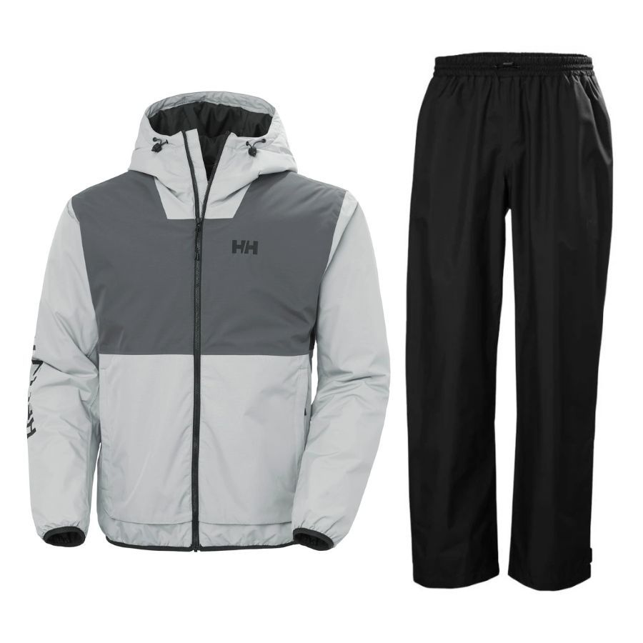 Helly Hansen Ervik Regnsæt, herre, grå/sort Helly Hansen Ervik Regnsæt, herre, grå/sort