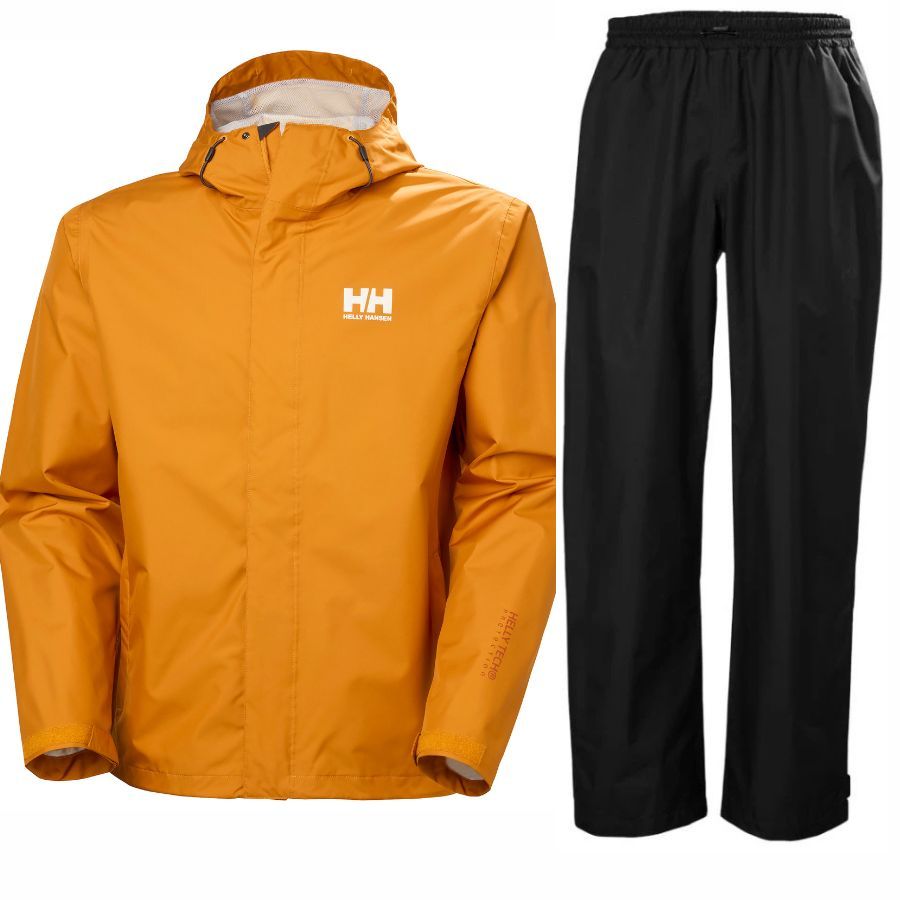 Helly Hansen HH Rain/Seven J regnsæt, herre, sort/gul Helly Hansen HH Rain/Seven J regnsæt, herre, sort/gul