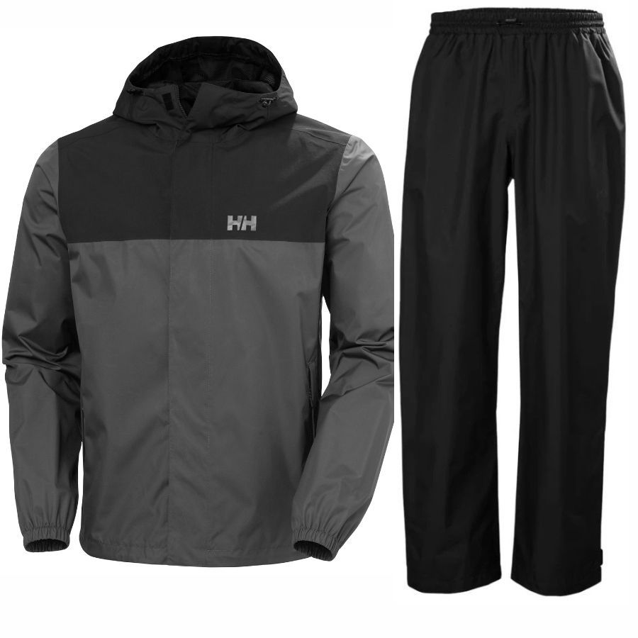 Helly Hansen HH Rain/Vancouver regnsæt, herre, sort/grå Helly Hansen HH Rain/Vancouver regnsæt, herre, sort/grå