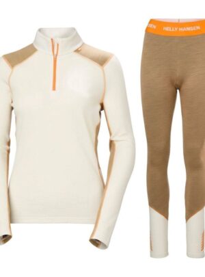 Helly Hansen Lifa Merino Midweight 1/2 Zip Sæt, dame, hvid/brun