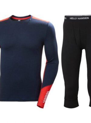Helly Hansen Lifa Merino Midweight Crew, 3/4 Pant Set, herre, navy/sort