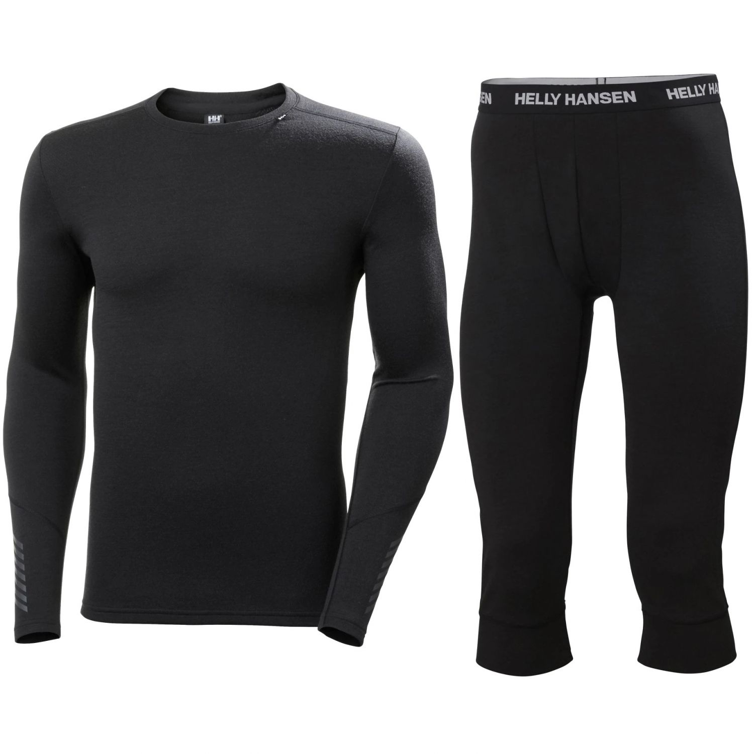 Helly Hansen Lifa Merino Midweight Crew, 3/4 Pant Set, herre, sort Helly Hansen Lifa Merino Midweight Crew, 3/4 Pant Set, herre, sort