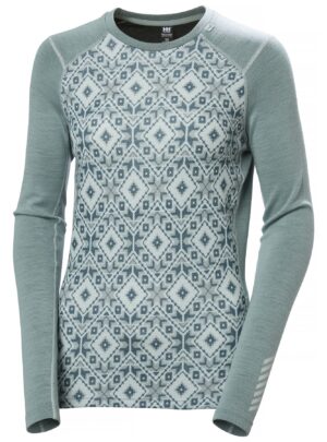 Helly Hansen Lifa Merino Midweight Graphic Crew, dame, cactus