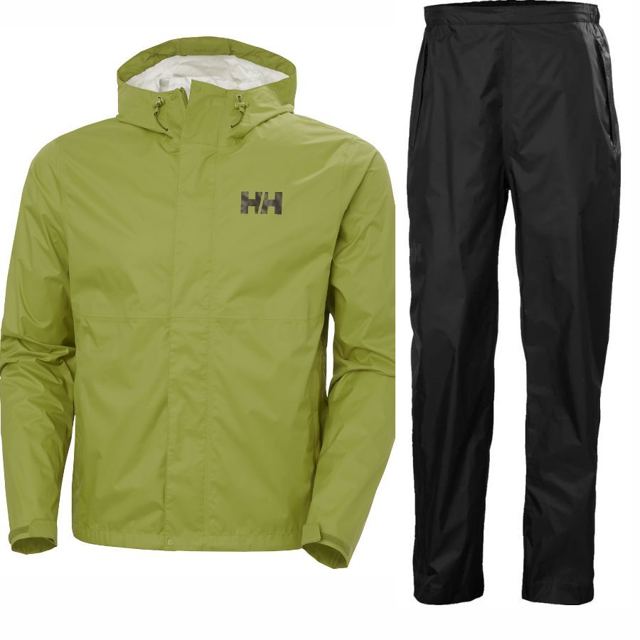 Helly Hansen Loke 2.0/Loke regnsæt, herre, sort/grøn Helly Hansen Loke 2.0/Loke regnsæt, herre, sort/grøn