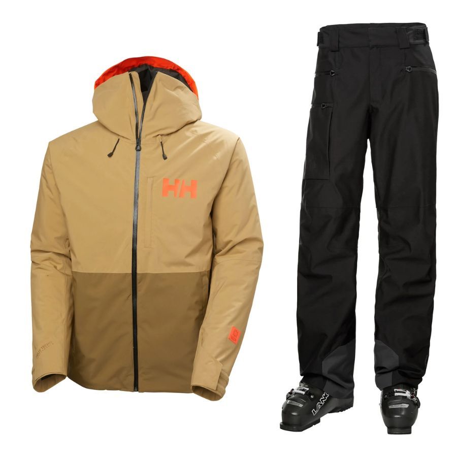 Helly Hansen Powderface Skisæt, herre, beige/sort Helly Hansen Powderface Skisæt, herre, beige/sort