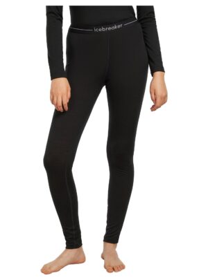 Icebreaker Merino 200 Oasis Leggings Dame XS Sort Lange underbukser