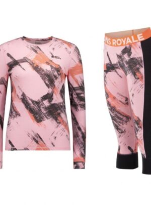Mons Royale Cascade Merino Base Layer Long Sleeve Sæt, dame, lyserød/sort