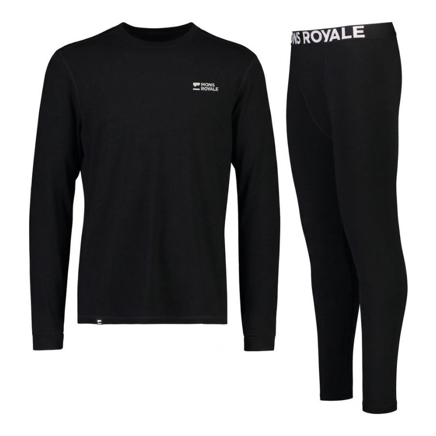 Mons Royale Cascade Merino Base Layer Sæt, herre, sort Mons Royale Cascade Merino Base Layer Sæt, herre, sort