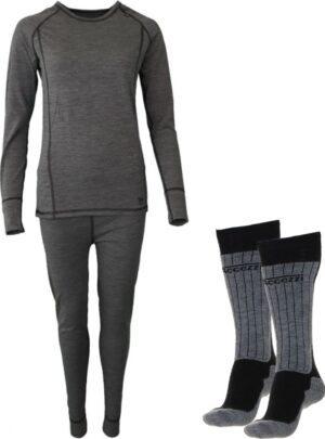 Accezzi merino skiundertøj + 2 par merino skistrømper, dame