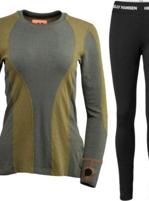 Aeonian/Helly Hansen skiundertøj, sæt, dame, grøn/sort