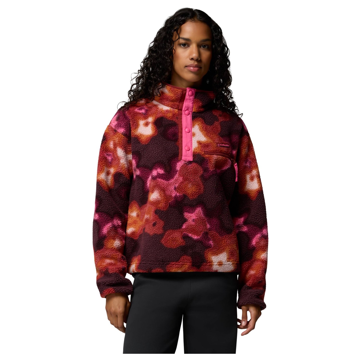 Columbia Helvetia II Printed Cropped Half Snap Dame M Red Oxide/Dyeflower Fleece Columbia Helvetia II Printed Cropped Half Snap Dame M Red Oxide/Dyeflower Fleece