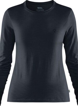 Fjällräven Abisko Wool LS Kvinder / Damer-dark navy-L - T-Shirts