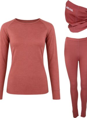 Helios Merino One, sæt + halsedisse, dame, lyserød