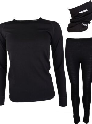 Helios Merino One, sæt + halsedisse, dame, sort
